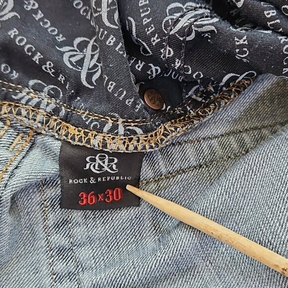 Rock & Republic Jeans Men's Size 36x30 Neil Cut Denim Blue Flap Pockets EUC - Picture 16 of 16